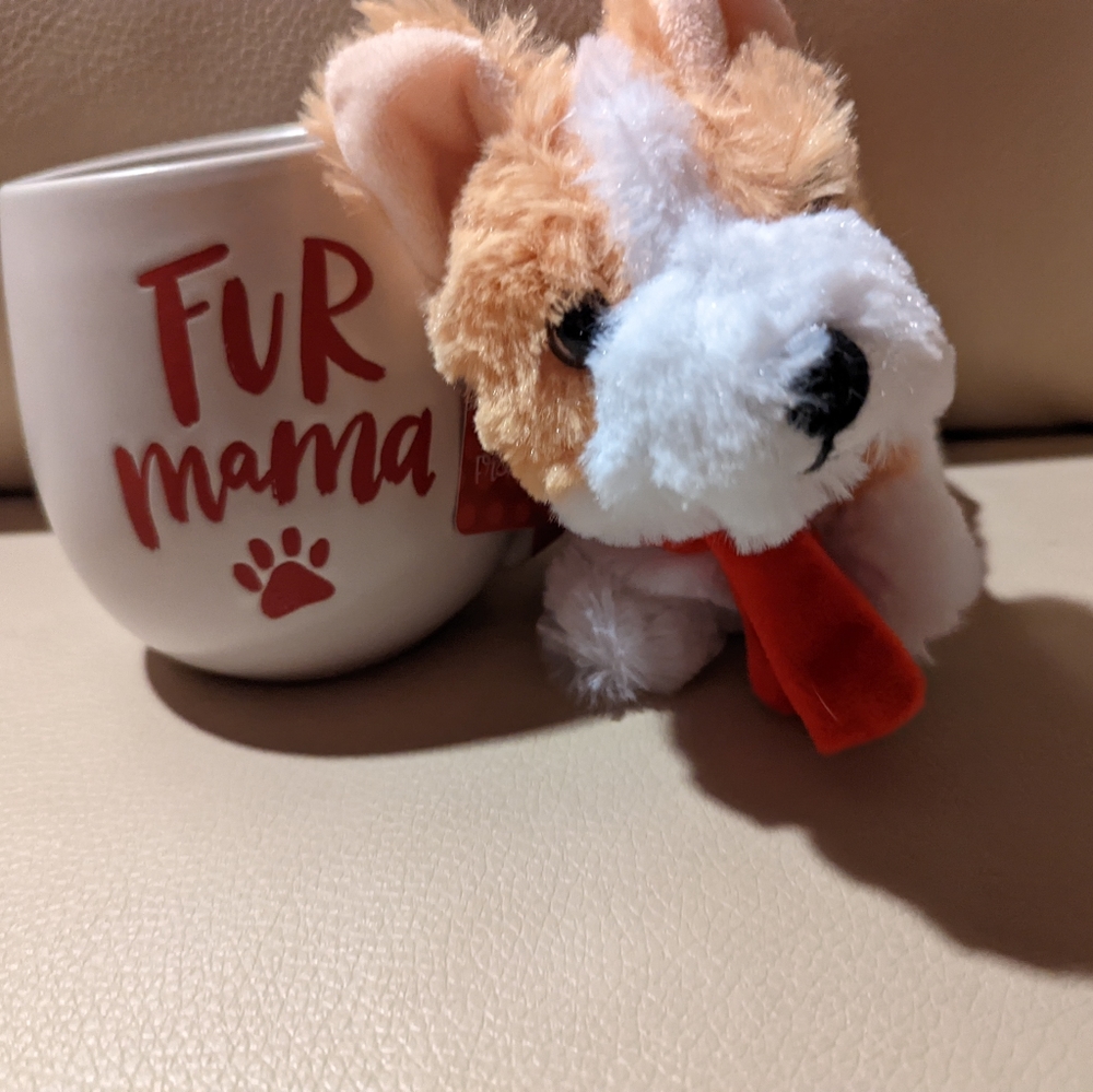 Fur Mama Valentine Cup Mug and Stuffed Corgi